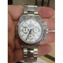 Rolex Steel Daytona Model 116520 White Dial 2007 Model Inner Bezel Engraving.