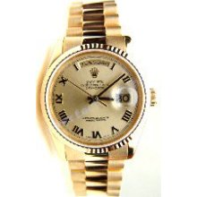 Rolex Unused New Heavy Model President W/ New Style Champagne Roman Dial - Box Papers, Hologram