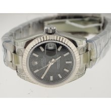 Rolex UNWORN Ladies SS Datejust. CIRCA 2010. 18k WG BEZEL.