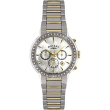 Rotary Timepieces Ladies Quartz Watch With White Dial Chronograph Display And Silver Stainless Steel Bracelet Lb02847/41