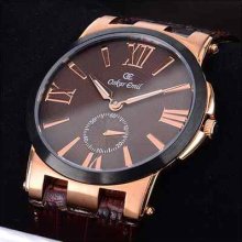 Rrp Â£116 Oskar Emil Boston Mens Brown Dial With 18ct Rose Gold Plated Case
