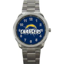 San Diego Chargers Unisex Silver-Tone Sports Metal Watch 01