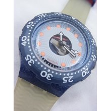 Sdn107 Swatch 1993 Silver Trace Scuba Authentic In Box