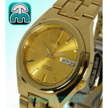 Seiko 5 Latest Mens Auto Gold Tone Face Day & Date Snk312k1