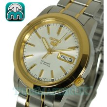 Seiko 5 Latest Mens Auto 21 Jrele White Face Two Tone Snke54k1