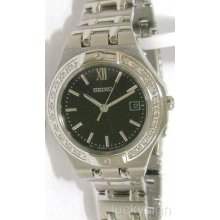 Seiko Ladies 20 Genuine Diamond Silver Tone Date Watch 899 Ships From Oz