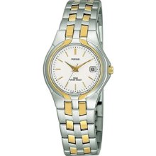 Seiko Pulsar $110 Womens Two-tone Silver, Gold Dress Watch W/ Date Pxq448