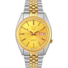Seiko SNXJ92 Rolex Style gold tone bezel Day date display at 3 O clock See-Thru Caseback