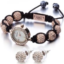Shimla Jewellery Shimla Gift Set Women's Quartz Watch With Mother Of Pearl Dial Analogue Display And Rose Gold Stainless Steel Plated Bracelet Sh 072G