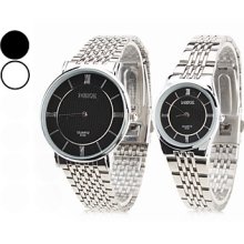 Silver Couple Style New Unisex Steel Analog Quartz Wrist Watch