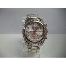 Silver Finish Geneva Bracelet Fashion Oversized Women's Watch