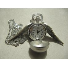 silver Snitch Harry Potter pocket watch spherical wings pendant necklace in retro style