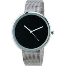 Simple Round Dial Stainless Steel Women's Wrist Watch (Black) - Stainless Steel - Black