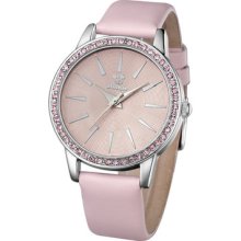 Simple Style Ladies Women Watches Big Dial Crystal Case Quartz Leather 51015