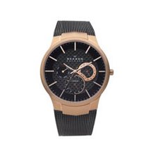 Skagen Multifunction with Black Band - Rose Gold Case
