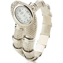 Snake Design Women's Alloy Analog Quartz Bracelet Watch (Silver)
