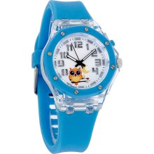 So Fashion Junior Owl Light Up Case Blue Rubber Band Quartz Watch SR417