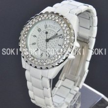 Soki Dress White Luxury Crystal Analog Quartz Womens Ladies Band Watch X89