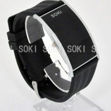 Soki Womens Ladies Dress Vogue Red Led Quartz Digital Black Band Watch M24