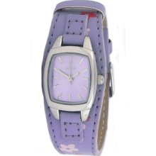 Solo Girls Watch Purple Cuff Leather Look Strap
