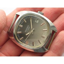 Soviet Sekonda Poljot Watch W/date. Unique Square Case, Nice Two-colored Dial