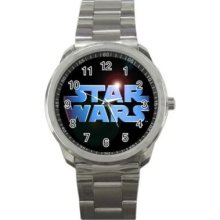 Star Wars Vintage Logo Blue Sport Metal Watch Rare
