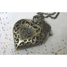 Steampunk Heart Pocket Watch LOVE Necklace - with life tree pendant - Antique - Neo Victorian - Gifts