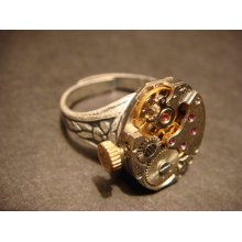 Steampunk Watch Movement Ring with Exposed Gears (789)