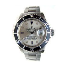 Steel Rolex Submariner with Slate Dial Customized with Diamonds and Sapphires