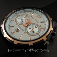 Steel Water Elegant Quartz Hours Hand Date Black Rubber Men Wrist Watch Wv152