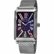 Stuhrling Original 102M.33116 Mens Uptown Ozzie Genteel Quartz with Blue Dial and Rainbow Numbers on Mesh Bracelet