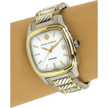 Stylish David Yurman S. Silver, S. Steel & 18k Yellow Gold Automatic Wrist Watch