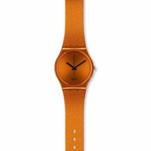 Swatch Deep Orange Women's Plastic Case Orange Plastic Watch Go111