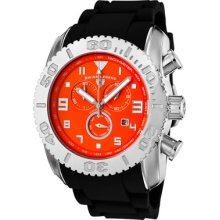 Swiss Legend Men's Commander Chronograph Orange Dial Black Silicone