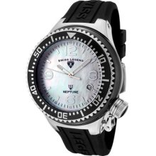 Swiss Legend Neptune Ceramic (44 Mm) White Mother Of Pearl Dial Black