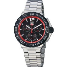 Tag Heuer Men's Stainless Steel Formula 1 Quartz Chronograph Black Dial Date Display CAU1116BA0858