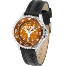 Texas Longhorns Competitor Ladies AnoChrome Watch with Leather Band and Colored Bezel