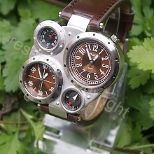 The quartz watch compass thermometer double-disc leisure sports watch