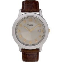 Timex Men's T2M121 Classic Indiglo Brown Leather Strap Watch