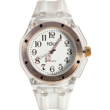 Tocs Womens Analog Round Rose White Strap Watch 40010 Tocs Womens Analog Round Rose White Strap Watch 40010