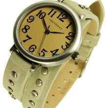 TOKYObay Womens Austin Analog Stainless Watch - Gray Leather Strap - Beige Dial - TL427-ST