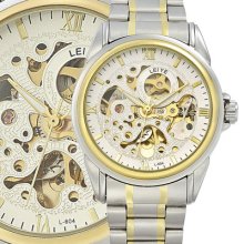 Totem White Dial Mechanical Skeleton Automatic Stainless Steel Men's Wrist Watch