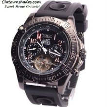 TOURBILLON! Mens Watch Jaragar Large Dial w Adjustable Diver Bezel / U Boat Styl