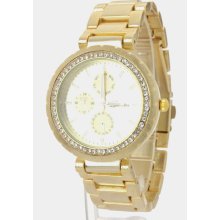 TRENDY CRYSTAL CHRONO WATCH (GOLDTONE)