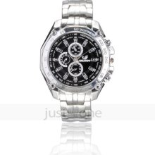 Trendy Men Oversized Case Big Globe Dial Metal Business Sports Quartz Wristwatch