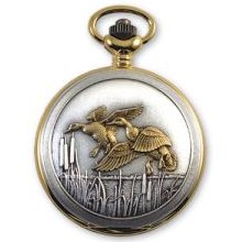 Two-Tone White Dial Quartz Flying Ducks Pocket Watch