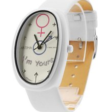 Unisex PU Analog Quartz Watch Wrist with Elliptical Case gz1049 (White)