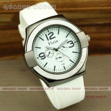 Unisex's Casual Quartz Wrist Watch Round Dial White Silica Band-easy To Read