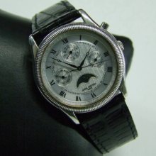Used Anna Chistina 925 Silver Triple Calendar Moonphase Quartz Man's