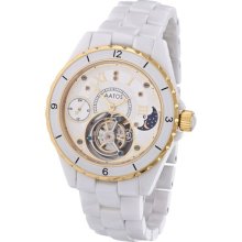 Used Mens Tourbillon Hand Winding White Ceramic Wrist Watch G-cnloniawgd